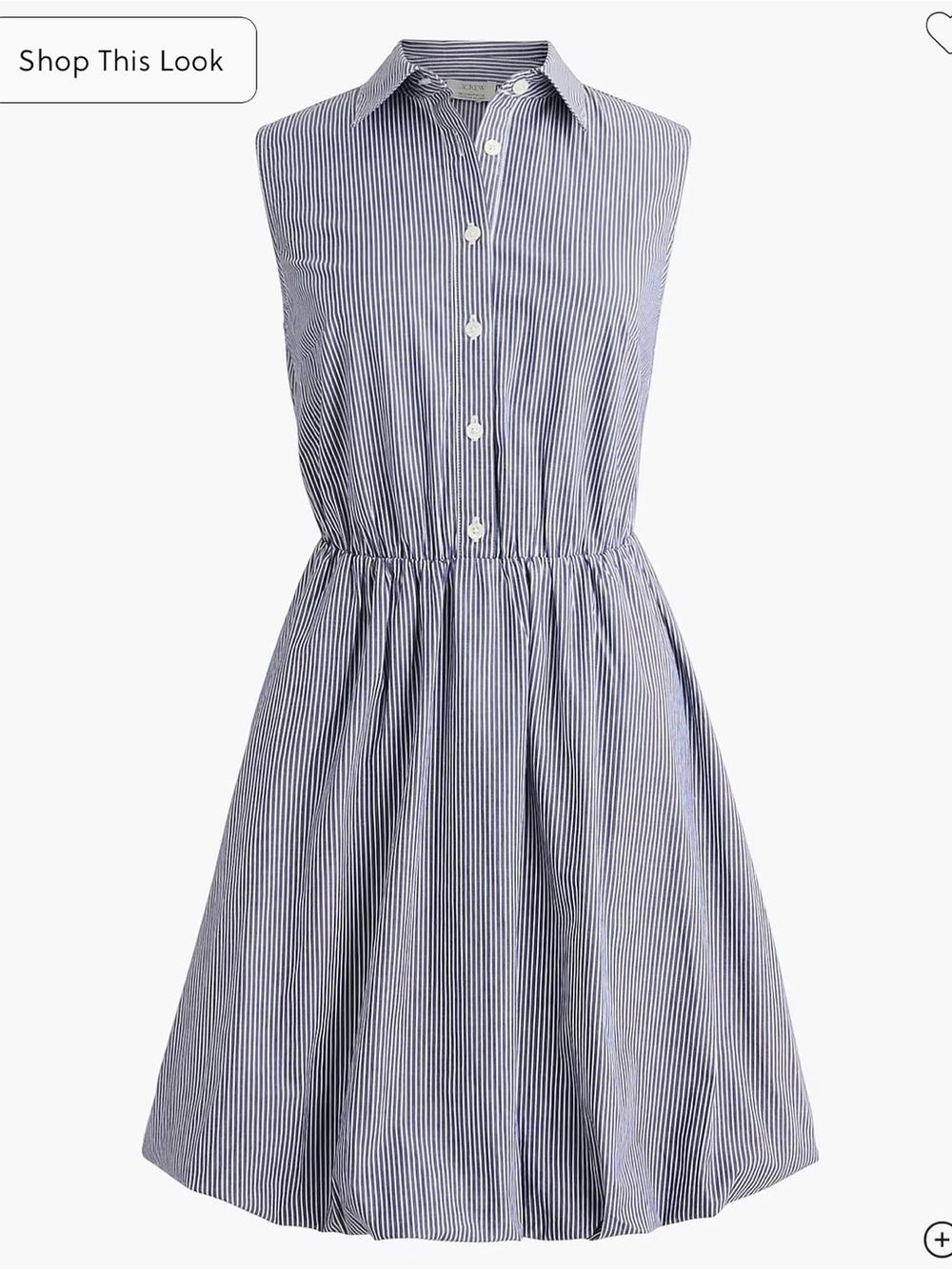 J. Crew Factory Blue & White Striped Sleeveless Shirtdress